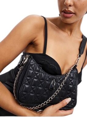 NWT Steve Madden BVITAL-G Quilted Crossbody Bag Black Vegan